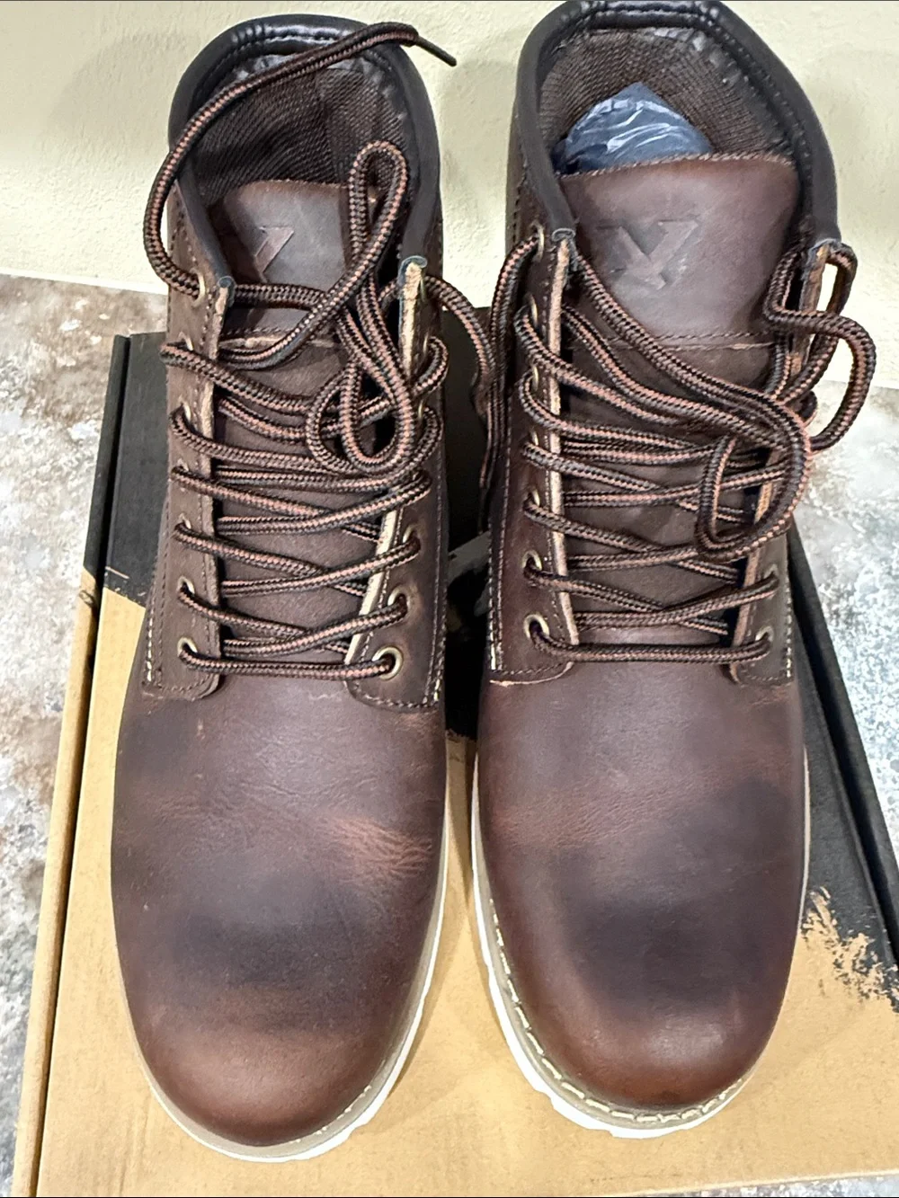 Brown Men's Chukka Boots - Rugged Leather with White Lug Sole